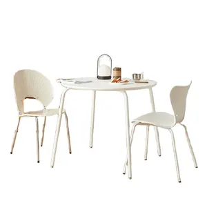 Nordic modern classic round white mid-ancient table for dining and study living room