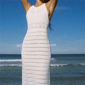 JINRU Factory custom bohemian knit women dress straight beachwear sexy bikini beach dress long slip dress for women