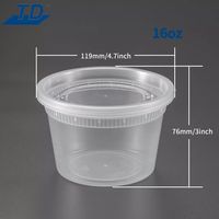Hd 16 Oz Transparent Pp Rond À Emporter Tasse D'emballage Alimentaire pour Soupe Chaude En Plastique 500Ml Contenants Jetables Micro-ondes