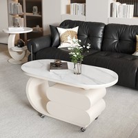 Table basse moderne de luxe en marbre rétractable, ronde et mobile, pour salon, petit mobilier décoratif pour la maison