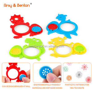 Kit de dibujo de arte en espiral, plantilla de plástico con forma de espiral de dinosaurio, regla surtida, plantilla de dibujo, herramienta de aprendizaje para niños y niñas - Product Image 4