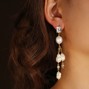 Pendientes <span class=keywords><strong>de</strong></span> Perlas Naturales <span class=keywords><strong>de</strong></span> Agua Dulce con Circonitas Arcoíris, Joyería <span class=keywords><strong>de</strong></span> Moda, Hechos a Mano, Regalo para Novia - Product Image 2