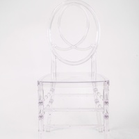 Chaise empilable transparente en résine pour jardin, événements commerciaux, location de fêtes, avec dossier Infinity