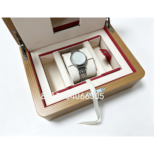 Caja de Reloj de Madera con Interior de Cuero Sintético, Cierre a Presión, Estuche Protector Rectangular para Relojes de Lujo - Product Image 4