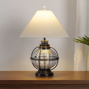 בית חווה מחנה מבטא דקורטיבי רטרו עתיק בציר זכוכית פנס עיצוב שולחן מנורות - Product Image 1