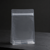 Sachet transparent personnalisé à fond plat avec découpe de déchirement, sac refermable transparent pour l'emballage alimentaire portable