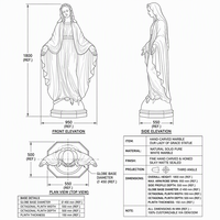 Statue de la Vierge Marie en marbre blanc naturel sculptée à la main BLVE, sculpture de Notre-Dame pour la décoration d'église
