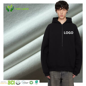 Sustainable 100% Cotton Men's Zip <b>Hoodie</b> Eco-friendly Casual Customized Embroidered Oversized Cropped Raglan Sleeves Half-Zip - Product Image 1