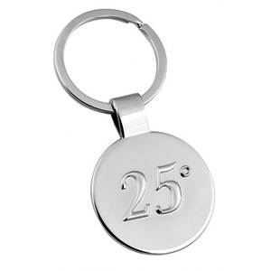 Llavero de metal con colgante redondo de 25 grados, regalo para celebración de aniversario - Product Image 1