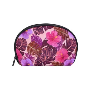Hawaiian Tropical Flower Makeup Bag Zipper Pouch Dumpling Zipper Pouch Custom Print Travel <b>Small</b> Cosmetic Organizer for Women - Product Image 1