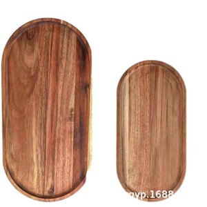 Plateau de service ovale en bois pour café, thé, gâteau, dessert, usage domestique, repas d'hôtel, couleur unie A241125 - Product Image 5