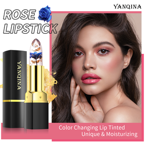 Luxury High Quality Fashion Mineral Transparent Temperature Change Color <b>Moisturizing</b> Rose Flower Jelly <b>Lipstick</b> - Product Image 3