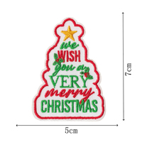 Patch Bordir Twill Bulat Persegi Howdy Santa Holly Natal untuk Dekorasi Pakaian, Tas, dan Jeans