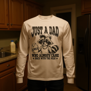Camiseta de manga larga con estampado de serigrafía de Just A Dad Who Always Came Back With The Milk para hombre adulto con cuello redondo - Product Image 3