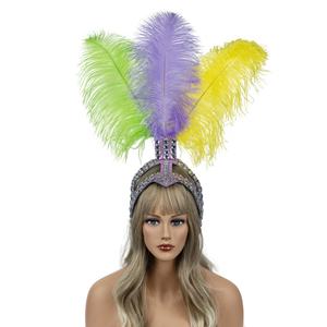 Pièces de cheveux personnalisées en plumes d'autruche pour fêtes à thème, enterrement de vie de jeune fille, mariages et festivals – Bijoux de cheveux élégants avec strass - Product Image 5