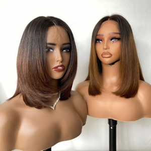 Perruques de cheveux vietnamiens bruts bon marché cheveux humains dentelle frontale pointe brune extensions de cheveux raides brillants pour femmes noires - Product Image 1