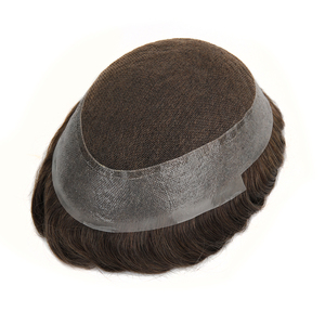 Parrucchino da uomo australiano per uso professionale, con base in pizzo francese e PU, pelle sottile, nero naturale, capelli umani vergini indiani Remy TUL06 - Product Image 3