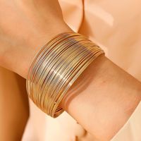 Design de mode bijoux minimalistes multicouche ouverture anneau Bracelet boucles d'oreilles 3 pièces ensembles de bijoux pour femmes plaqué or