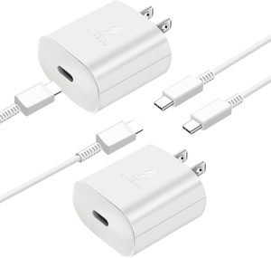 Premium USB-<b>C</b> <b>Charger</b> <b>Cable</b> 2-in-1 Set PD 25W Fast <b>Charger</b> with Gan Material for S10/S20/S21/S22/S23/S24 - Product Image 1