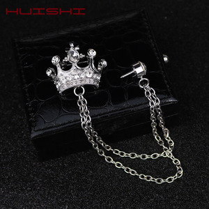 Broche Couronne Style Coréen Britannique avec Chaîne, Épingle de Revers à Pompon, Accessoire Rétro pour Hommes, Mariage et Banquet - Product Image 6