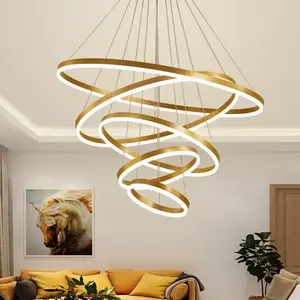Luminária pendente moderna em acrílico para teto, luminária com pingente de LED regulável para sala de jantar e quarto, anel de lustres pendente