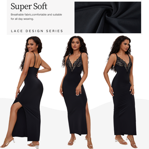 Robe de soirée moulante <span class=keywords><strong>en</strong></span> dentelle pour femme avec soutien-gorge intégré, contrôle du ventre, robe de soirée fendue, robe moulante maxi - Product Image 6