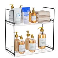 Étagère de rangement pliable à 2 niveaux en acrylique, étanche, pour produits de beauté, sous l'évier de cuisine