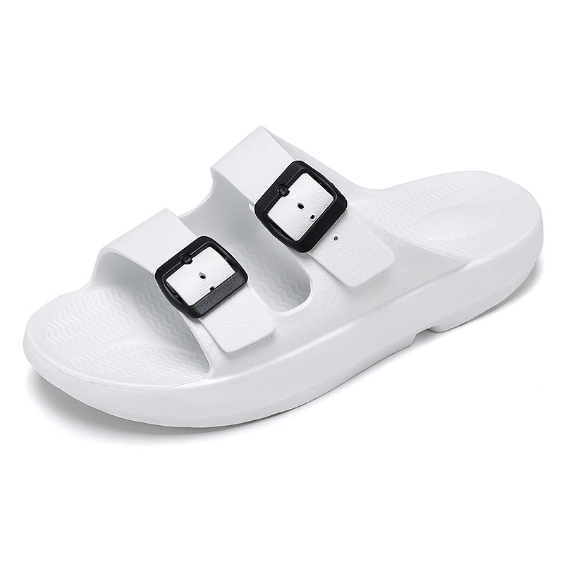 Factory wholesale summer shoes man sandals, beach flat black buckle adjust slipper double strap casual women sandals slipper