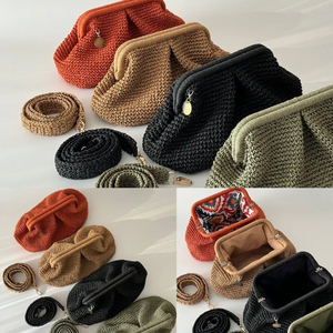 Túi xách tay bằng cói thời trang cao cấp mùa hè, túi đeo chéo móc len, túi cói thủ công - Product Image 2