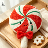 Coussin en peluche Sucette en forme de bonbon, brodé avec un visage souriant, coussin décoratif doux pour la maison et le canapé