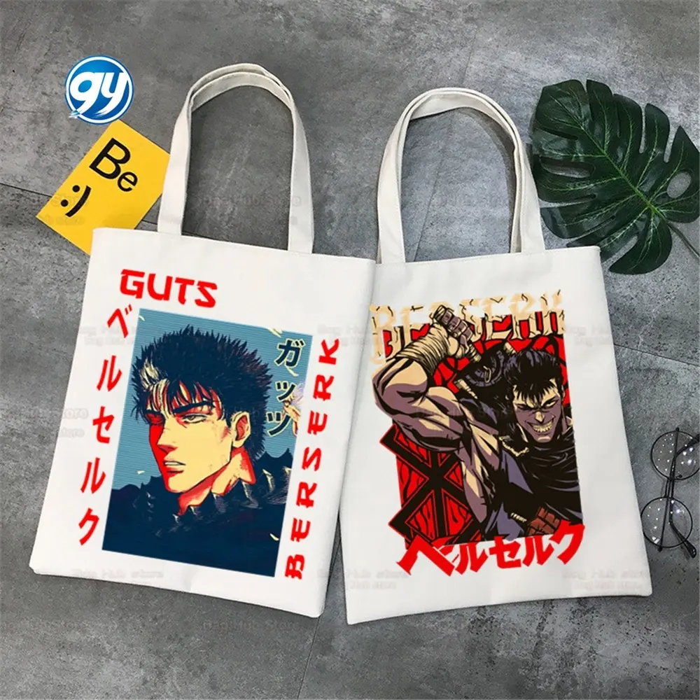 Berserk Guts Anime baskı tuval Harajuku kol çantası alışveriş çantası