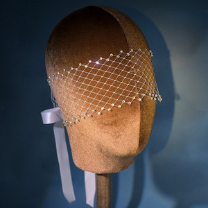 Chapeau ROMANTIQUE Vintage pour <span class=keywords><strong>Mariage</strong></span>, Coiffe de Mariée, Bandeau en Strass, <span class=keywords><strong>Voile</strong></span> Cage à Oiseaux - Product Image 4