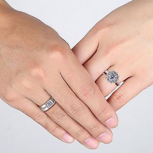 Platinum Plated Flower Design Diamond Couple <b>Ring</b> for Wedding Jewelry Cross Design Couple Open <b>Adjustable</b> <b>Ring</b> for Men Women - Product Image 3