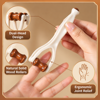 Rouleau de massage manuel en bois à double tête pour les doigts, outil de relaxation des articulations pour le soulagement de la douleur arthritique, vente en gros d'usine OEM
