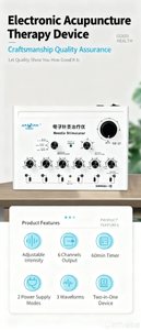 Profesyonel elektronik akupunktur stimülatörü 6 kanal 3 darbe modları CE sertifikalı CMNS6-I - Product Image 3