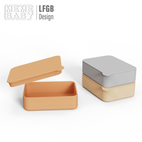 Boîte à lunch rectangulaire pour enfants en silicone de qualité alimentaire certifiée LFGB sans BPA avec couvercles en silicone, boîte à lunch crème