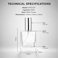 Flacon de parfum en verre rechargeable exquis de 50 ml avec finition mate, impression sérigraphique et estampage à chaud argenté