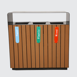 Contenedor <span class=keywords><strong>de</strong></span> <span class=keywords><strong>Basura</strong></span> y Reciclaje Comercial para Exteriores, <span class=keywords><strong>Cubo</strong></span> <span class=keywords><strong>de</strong></span> <span class=keywords><strong>Basura</strong></span> Público <span class=keywords><strong>de</strong></span> Madera <span class=keywords><strong>con</strong></span> <span class=keywords><strong>Tres</strong></span> <span class=keywords><strong>Compartimentos</strong></span>, Contenedor <span class=keywords><strong>de</strong></span> Residuos para Parques, Calles y Carreteras - Product Image 2