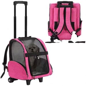 BSCI Factory Wholesale OEM Pet <b>Bag</b> Pet <b>Wheels</b> Rolling Carrier Breathable Rolling Pet Carrier for <b>Travel</b> - Product Image 1
