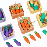 Gommes à effacer en forme de fruits et légumes, fournitures scolaires 3D de dessin animé, boîte cadeau en vrac pour enfants