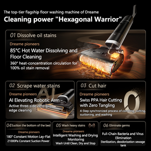 Aspirapolvere <span class=keywords><strong>a</strong></span> <span class=keywords><strong>Vapore</strong></span> Dreame Wet Dry H15 H14 H12 85 all'Ingrosso ℃   Pulizia Pavimenti 100 ℃   Macchina Lavapavimenti Autopulente ad Acqua Calda - Product Image 6