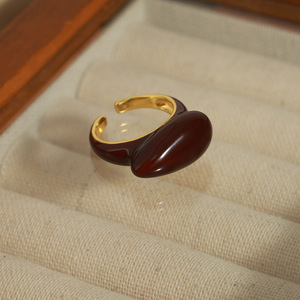 Luxury Vintage Open <b>Adjustable</b> <b>Ring</b> for Women | Teardrop Enamel Design with Gold Plated Copper | Fashion Statement Jewelry - Product Image 2