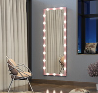 Dropshipping USA Miroir corporel rose 63*24 pouces avec lumières, miroir pleine longueur avec lumières