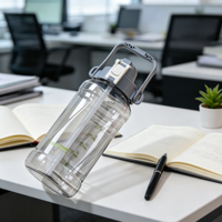 Bouteille d'eau Longstar réutilisable 2L, écologique, en PC, anti-fuite, sans BPA, avec embout pour boire et cordon, idéale pour les voyages d'été et l'école