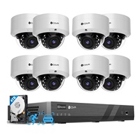Sistem Kamera Keamanan IP 12MP dengan NVR 16CH HDD 4TB, 8x Kamera Dome PoE 12MP IK10 IP67 Outdoor Deteksi Wajah CCTV Pengawasan