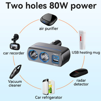 Dual Cigarette Feuerzeug Adapter mit USB & Typ C Schnell ladung 80W Auto Power Splitter 12/24V Einstellbarer Winkel Plug-In Ladegerät