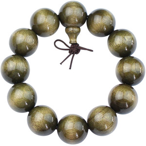 Wooden <b>Beads</b> 108-<b>Bead</b> Prayer <b>Beads</b> Round Sichuan Golden Nanmu Wood Ethnic Style Bracelet Jewelry - Product Image 4