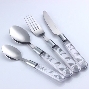 Jieyang bán buôn thép không gỉ Flatware ngã ba dao và muỗng thiết lập dao kéo với nhựa xử lý - Product Image 2
