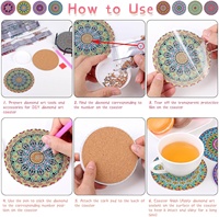 Kit complet de sous-verres de peinture au diamant 8 pièces DIY Mandala Sous-verres de peinture au diamant Kits d'art