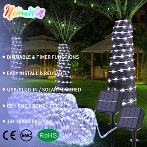 Guirlandes solaires Neonawall, lot de 2, 132 pieds, 8 modes, guirlandes solaires blanches pour jardin, patio, cour, chemin, mariage, fête, décoration - Product Image 1